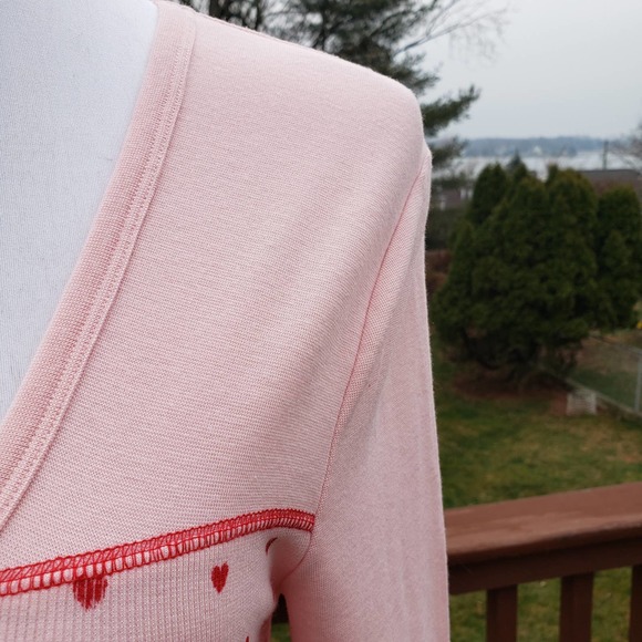 Lounge Sleep Top Pink Hearts Lace Intimates BETSY JOHNSON Sz M - Picture 6 of 12